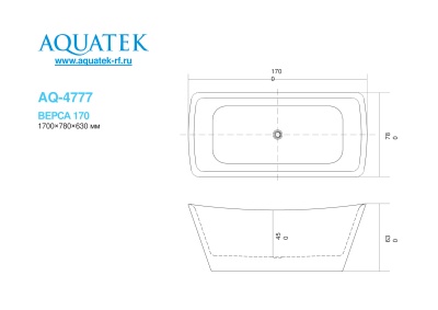 Ванна акриловая отдельностоящая Aquatek Верса 170х78