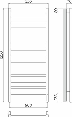 Полотенцесушитель электрический Terminus Ното П12 500х1250