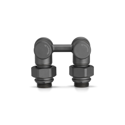 Узел нижнего подключения Varmega, 1/2"х3/4"EK, угловой, черный