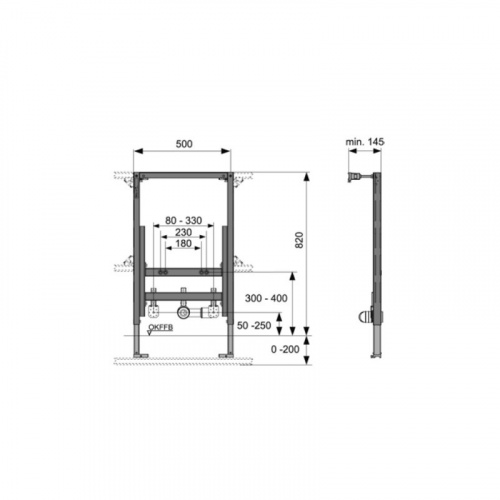 Инсталляция для биде TECE 9330005, 820 мм