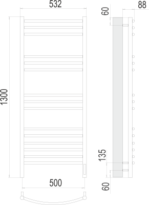 Полотенцесушитель электрический Terminus Классик П15 500х1300