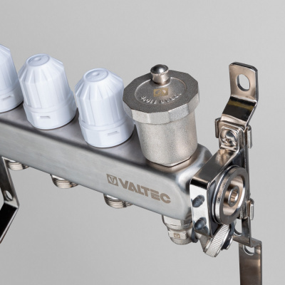 Коллектор из нержавеющей стали Valtec 1"x3/4"с регулирующими клапанами и расходомерами 9 выходов