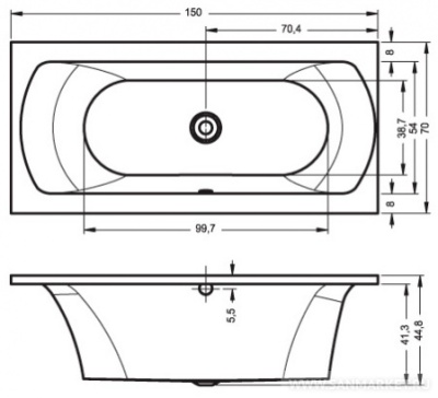 Ванна акриловая прямоугольная RIHO LIMA 150x70